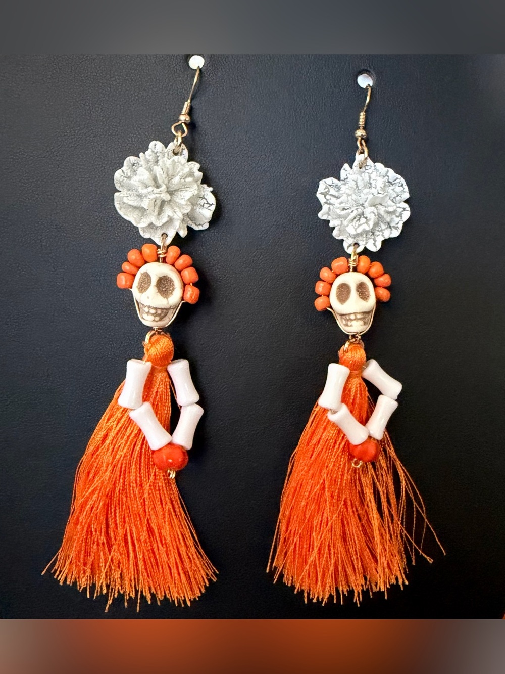 Dia de los Muertos Day of the Dead Halloween Sugar Skull Tassel Earrings 🌼💀🌼